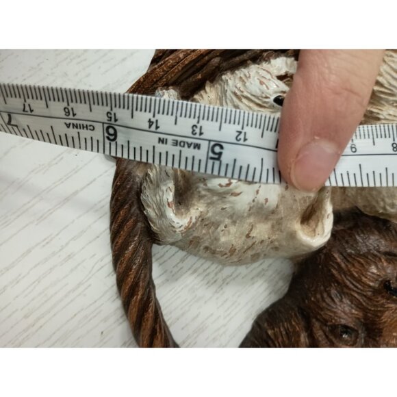 Vintage B Ornawood Basket of Puppie Wall Plaque Hanging Mid Century Modern - Picture 6 of 6